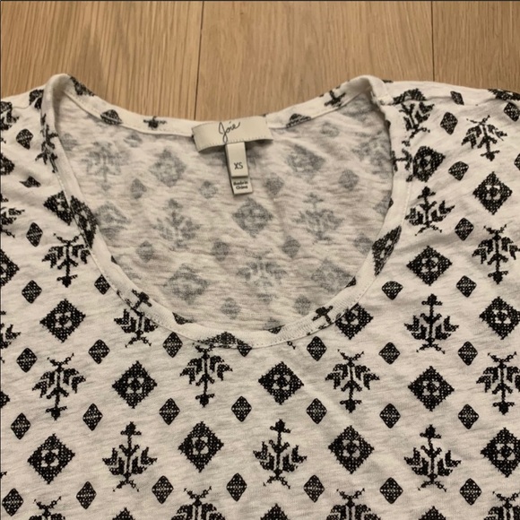 Joie Nasa Linen Short Sleeve Tee Shirt Black White - Picture 10 of 13